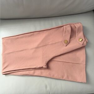 Wide Leg Pink Pants with Gold Accents